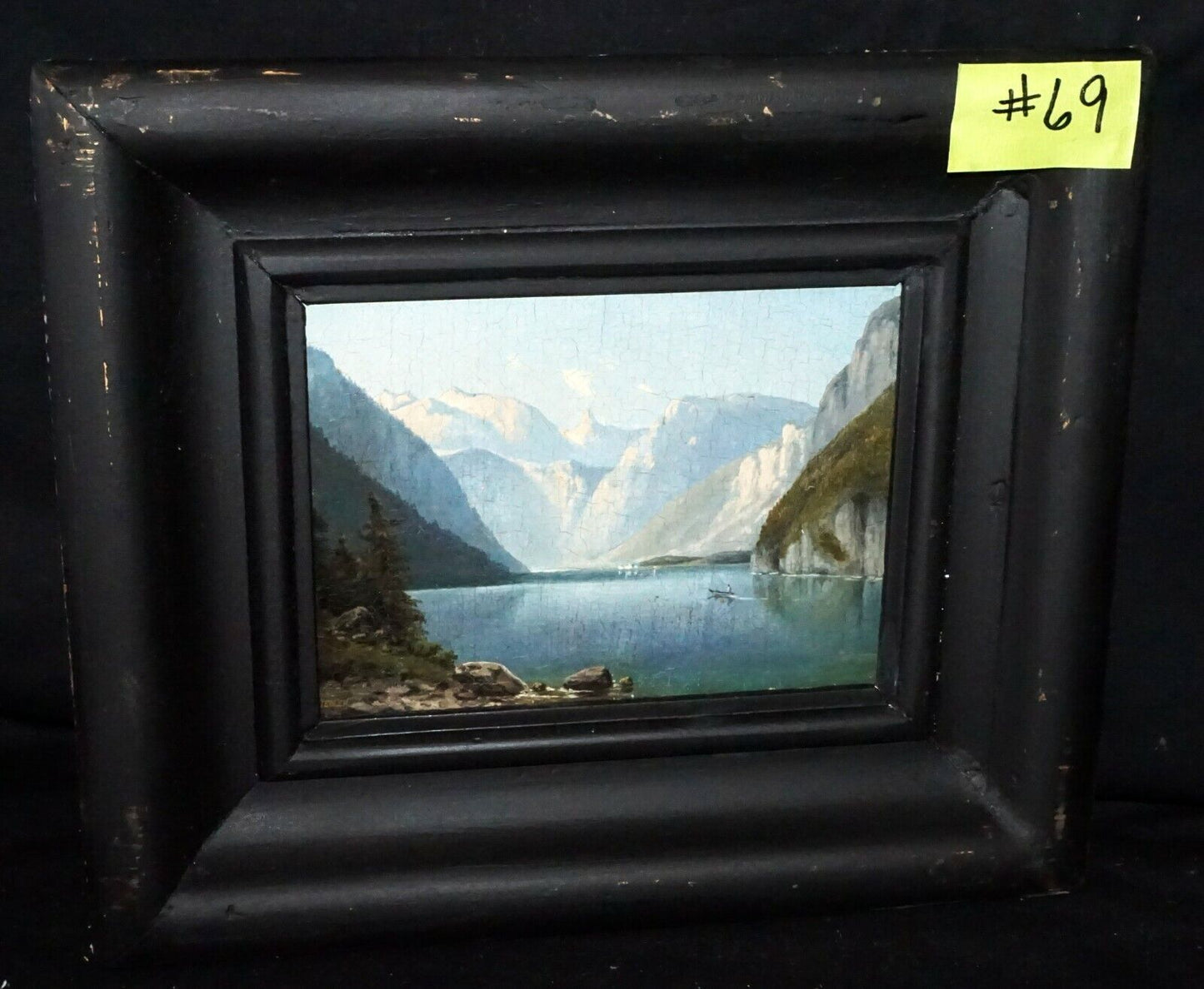 1876 German Oil Painting "Königssee & Alps" by Bernhard Fiedler (1816-1904)(***)