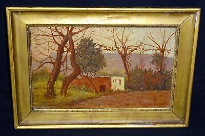 1950s Italian Oil Painting "Adobe Structure" by Antonio Cannata (1895-1960)(Rud)