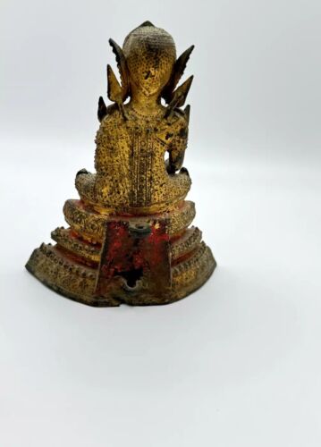 Antique Thai Gilt Bronze Buddha Statue Seated on Pedestal (MiM)