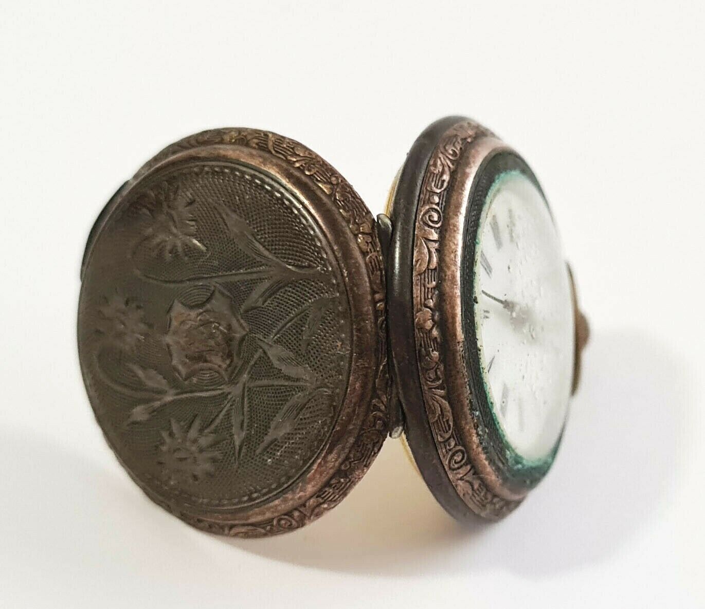 Vintage German Silver Ladies Half Hunter Pocket Watch unknown maker (AHB)