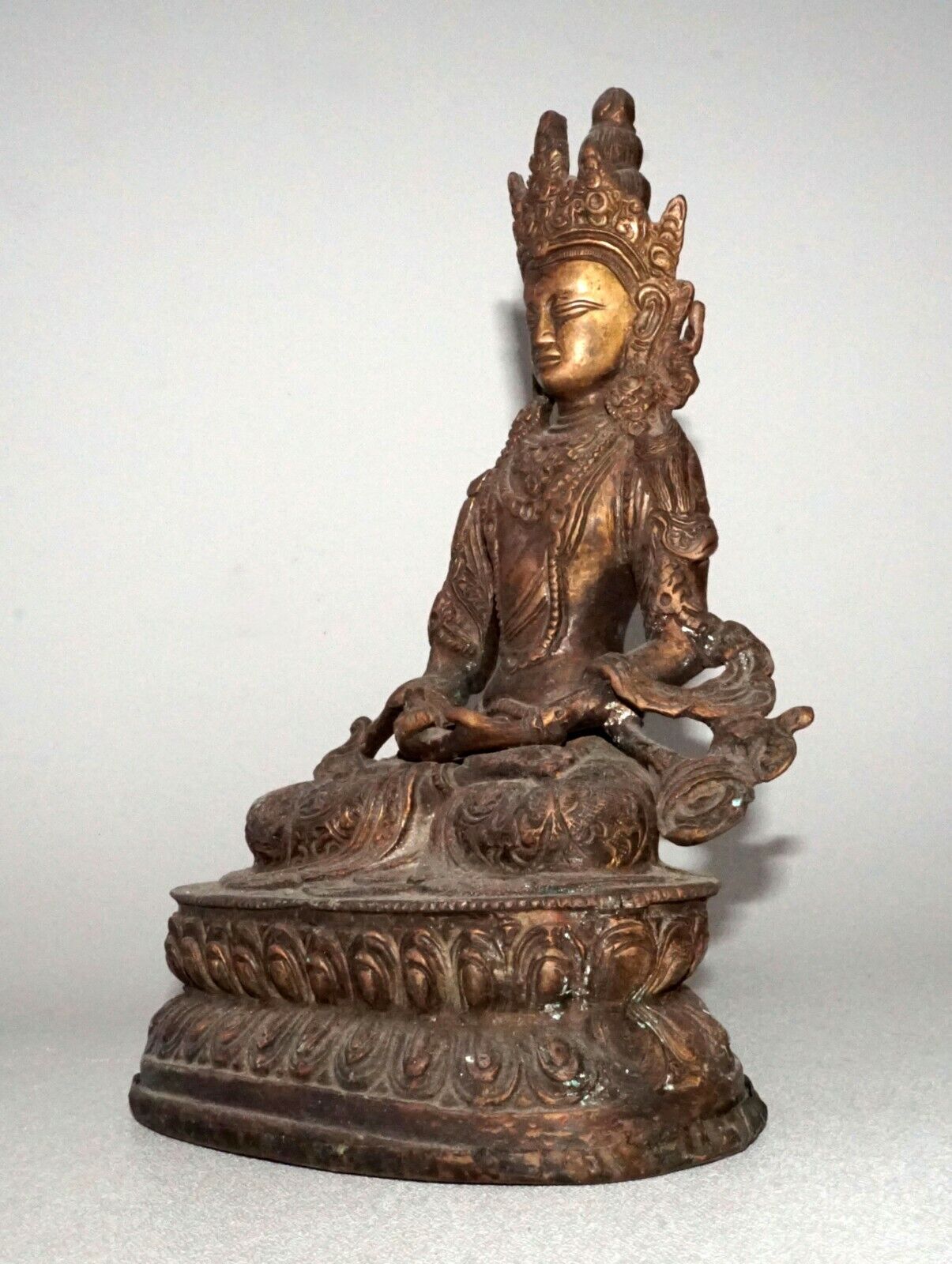 19/20C Nepalese Copper Seated Bodhisattva Buddhist Sculpture (NoN)
