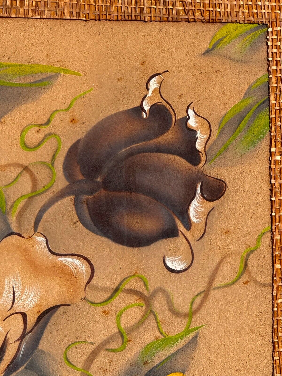 (2x) 1950's Hale Pua Hawaii Airbrushed Floral Paintings by Frank Oda (KuK)