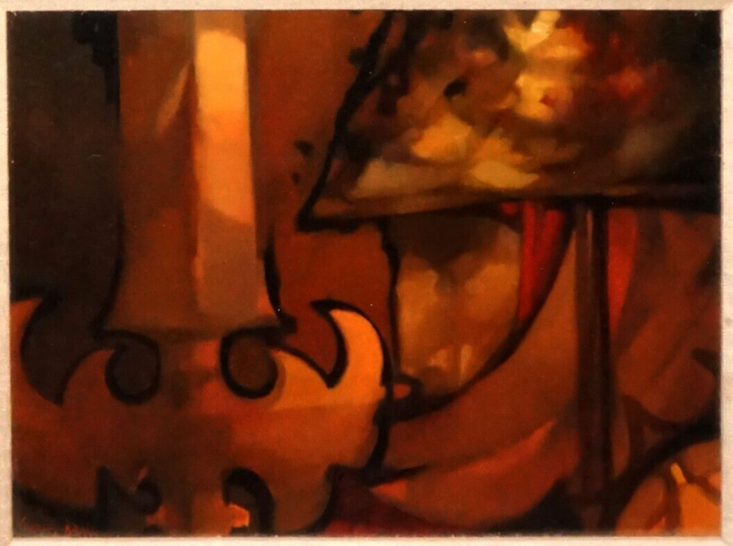 Vintage American Oil on Board Helmeted Warrior w Spear by Charles Bragg (ASL)