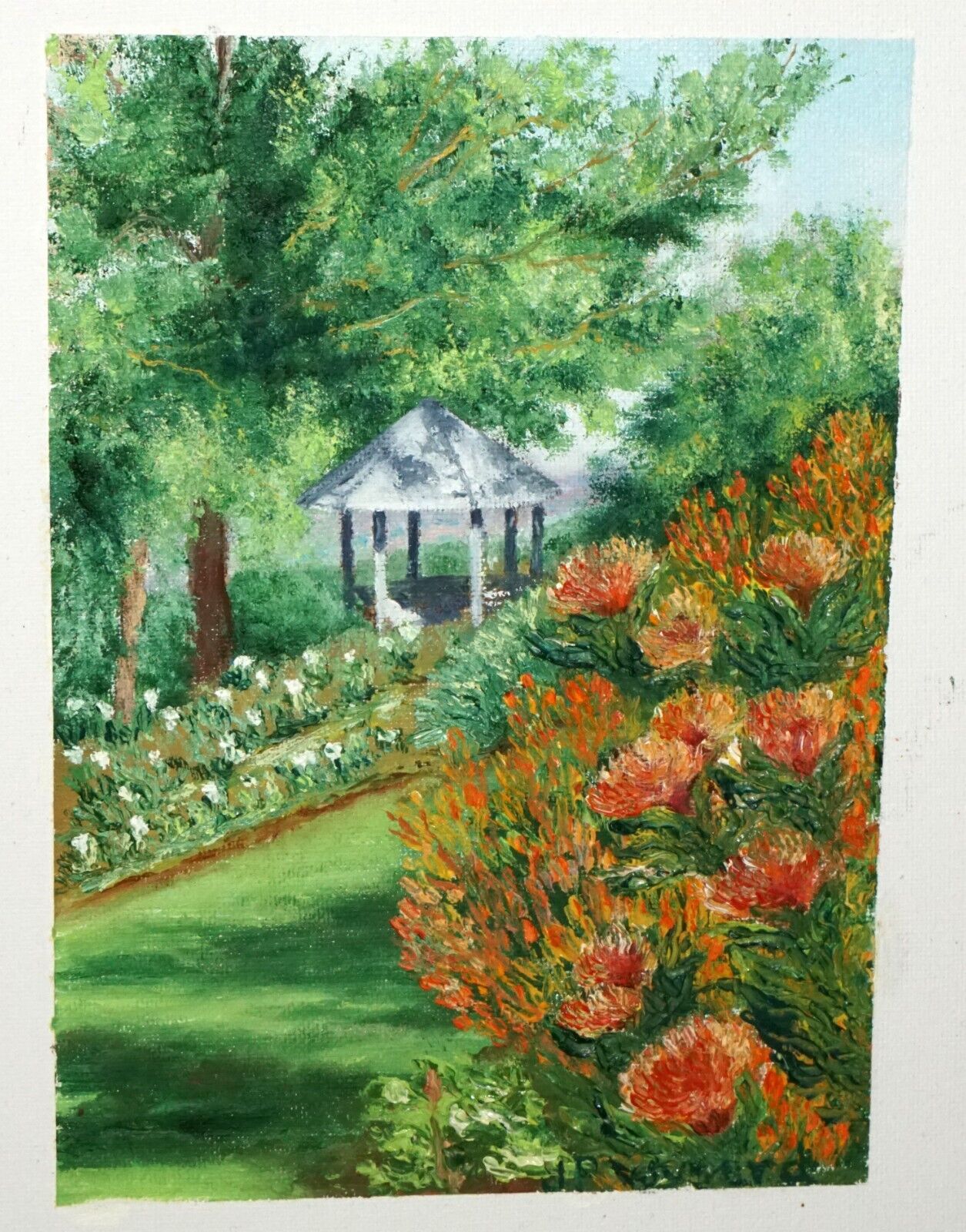 Vintage Hawaii Framed Oil Painting "Cara's Gazebo" by J.P. Wysard (BoH)