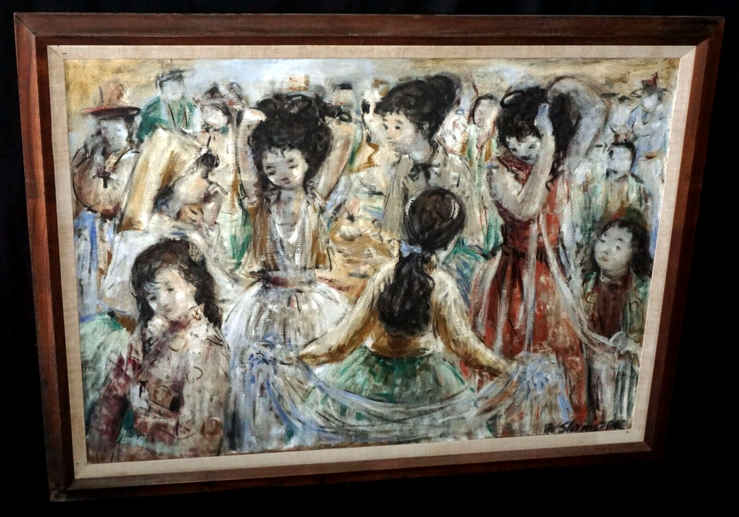 70s Hawaii Oil Painting Young Women Contest by Willson Stamper (1912-1988)(MeM)