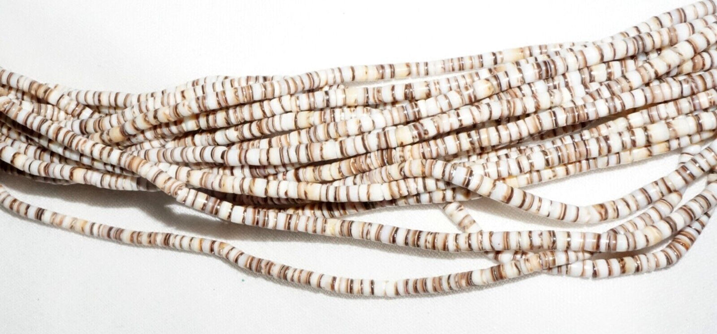 Vtg Shell Bead 18x Strand Necklace w. Jade Bangle Pendant Masha Archer (GeB)#16