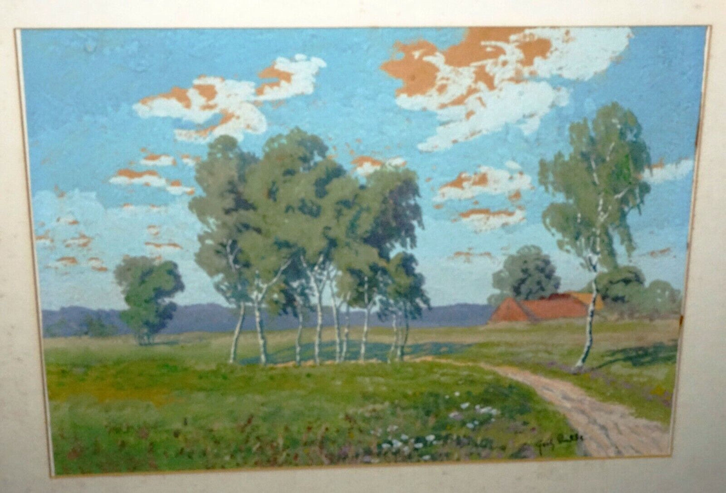 1930s German Gouache Painting "Country Road" by Franz Dudde (1889-1965)(***)