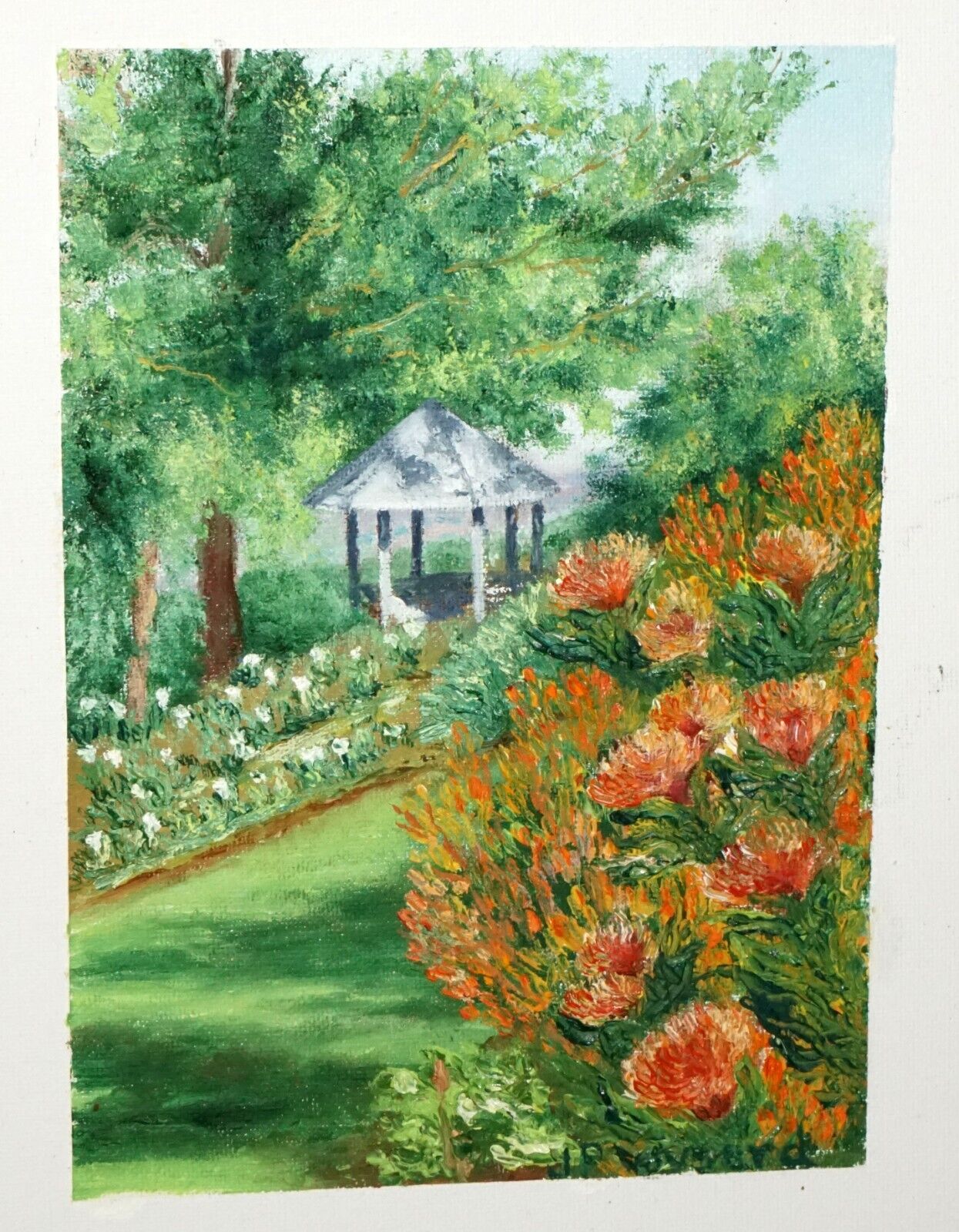 Vintage Hawaii Framed Oil Painting "Cara's Gazebo" by J.P. Wysard (BoH)