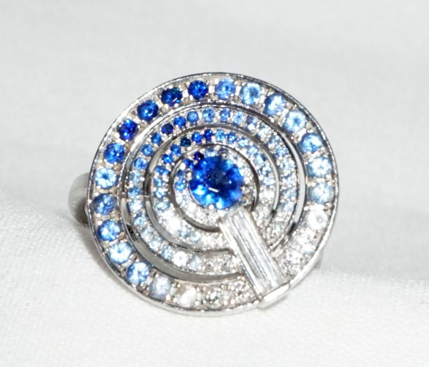 2015 New York 950 Platinum Sapphire & Diamond Ring Sz6.5 Tiffany Blue Book (InS)
