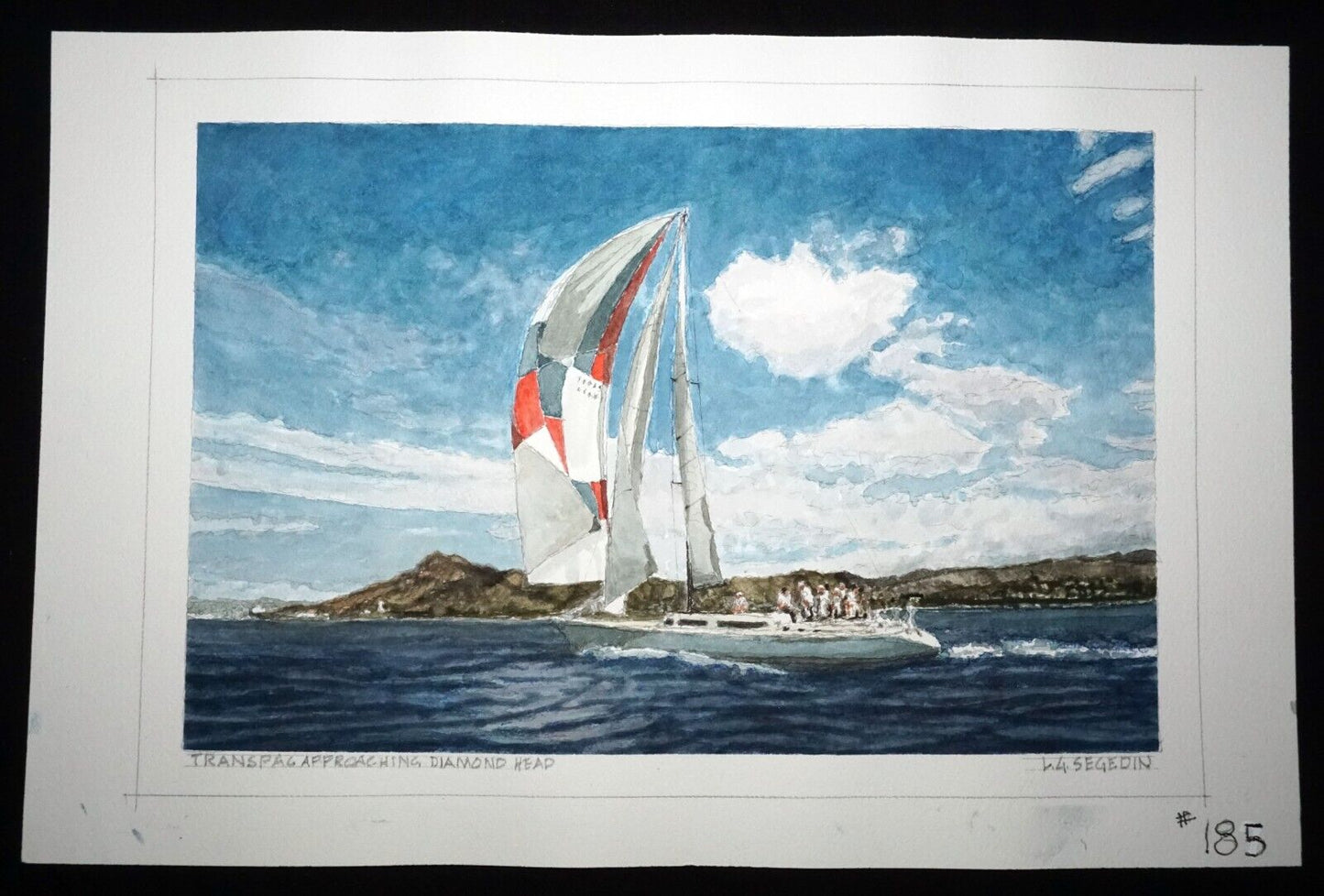 Hawaii Watercolor Painting Transpac Approaching Diamond Head Larry Segedin #185