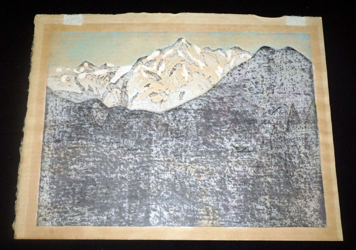 50s Japanese Woodblock Print Sprint Mountains Mabuchi Toru (1920 - 1994) (SeF)
