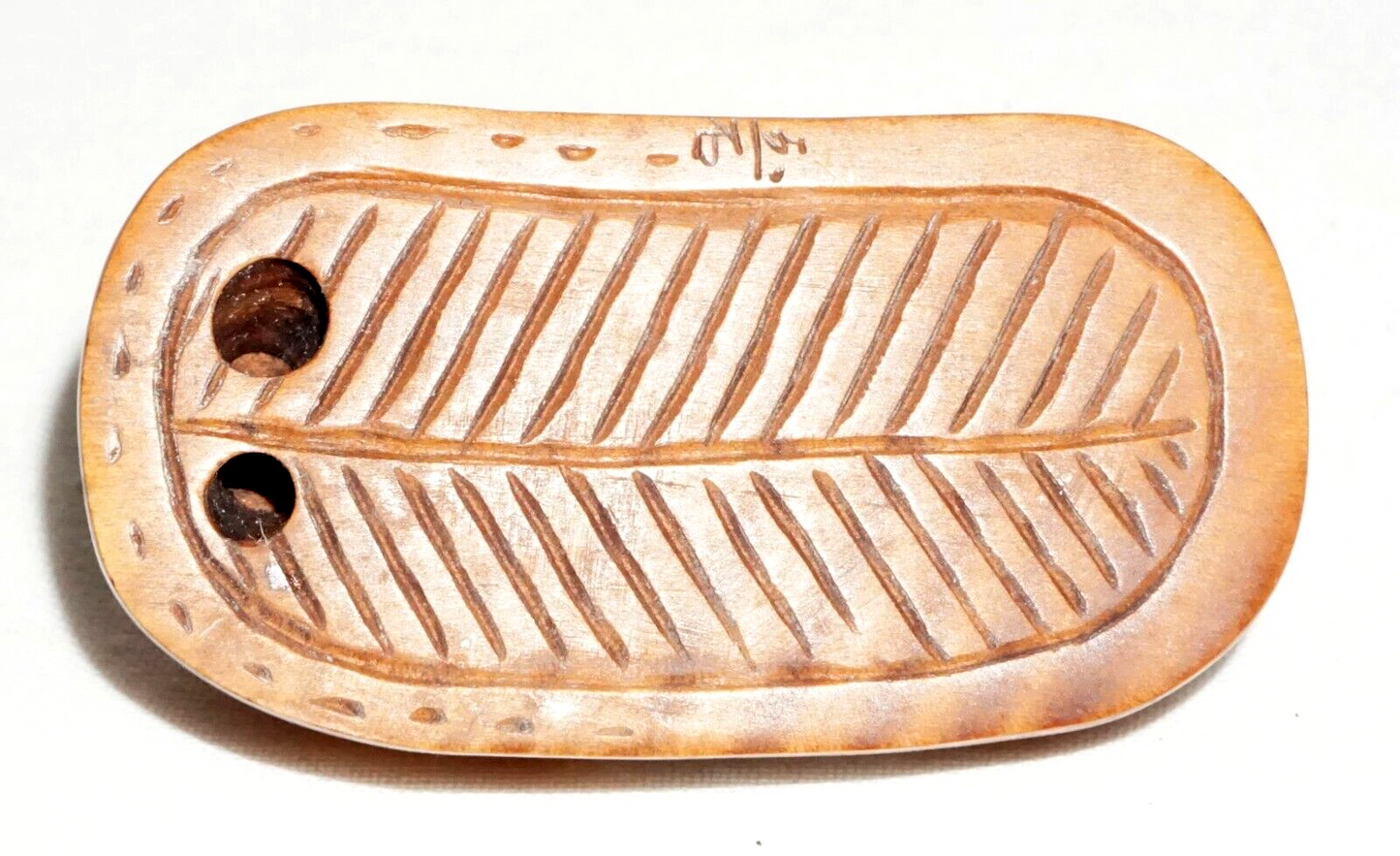 Vintage Japanese Carved Wooden Netsuke Two Mice in a Loafer (FeH