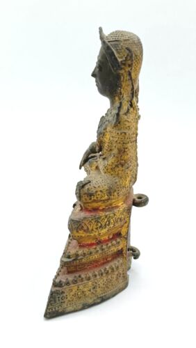 Antique Thai Gilt Bronze Buddha Statue Seated on Pedestal (MiM)