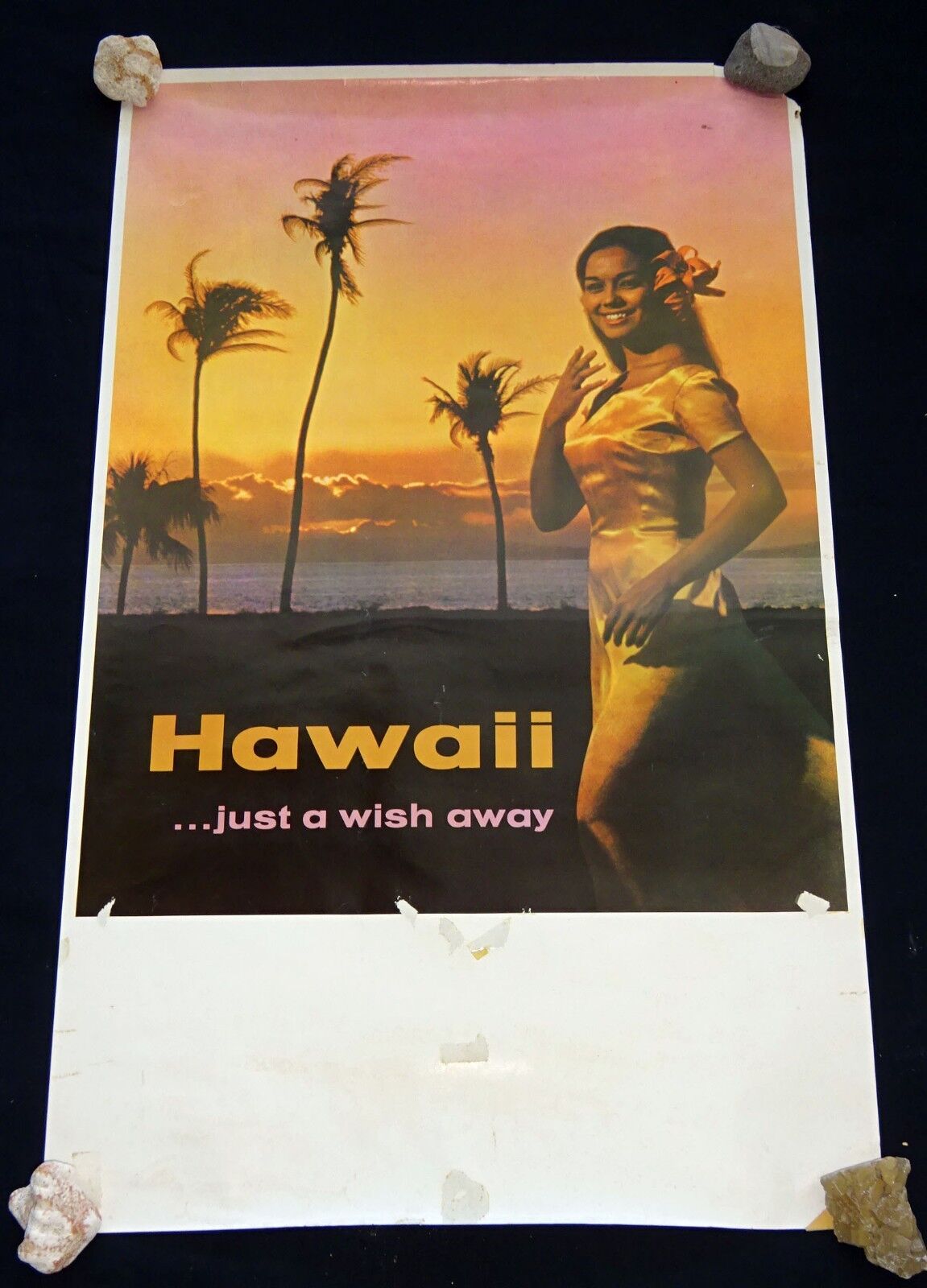 Rare Original 1960's Hawaii Travel Poster "Just a Wish Away" (HoT) #3