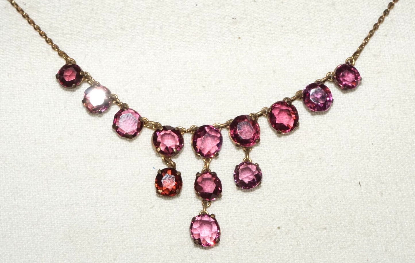 Vintage Gold-washed Sterling Silver Necklace w. 13x Amethyst Pendant (GoB *#22
