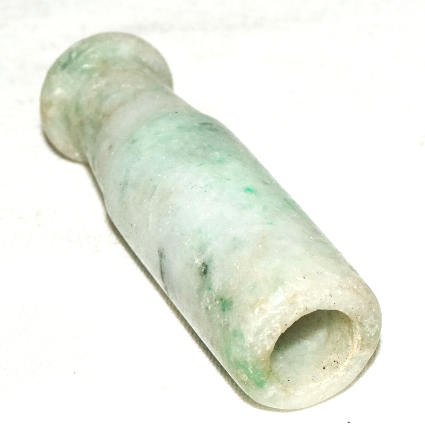 Vintage Chinese Jadeite Jade Carved Cigarette Holder Pendant (LeS)L24