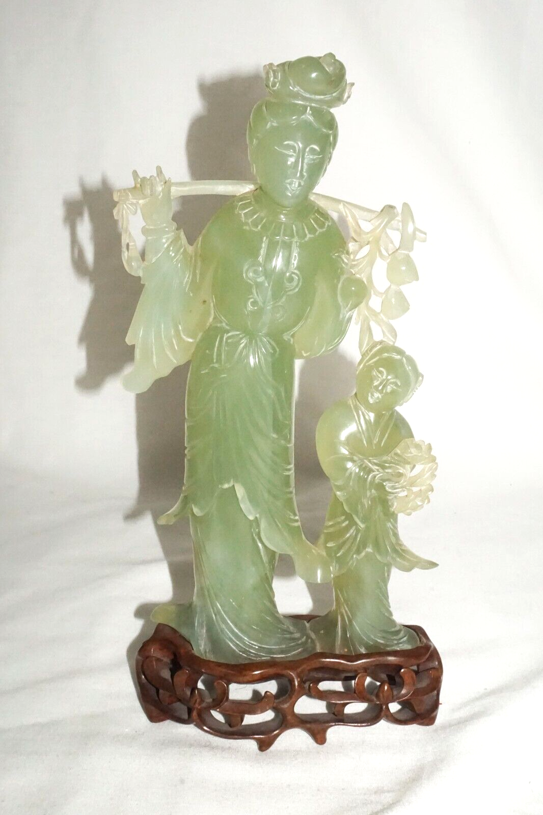 Vintage Chinese Soapstone Carved Robed Female & Male Figure Sculpture (WiR)