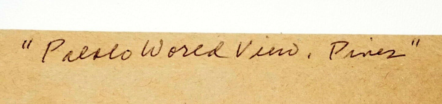 Hawaii Framed Oil Pastel Painting Palolo Valley Pine Tree by Noelani Block (BrB)