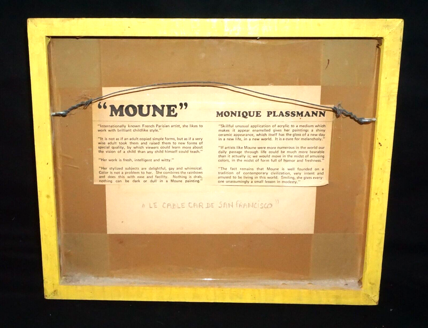 Oil on Board Titled "Le Cable Car de San Francisco" by Monique Plassmann (LoC)