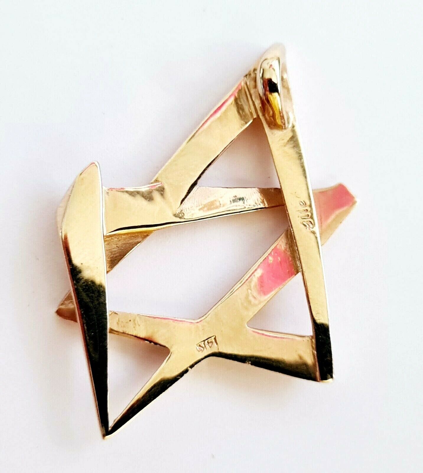Vintage Modernist 14k Yellow Gold Abstract Star of David Pendant Charm (NaD)#20e