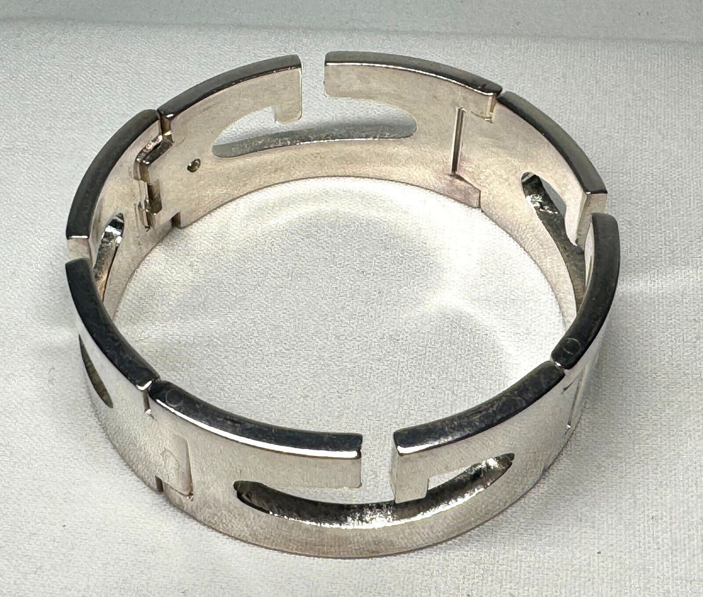 Italian Gucci Sterling Silver Bracelet Wrist Size w Pouch & Box (InS)#2