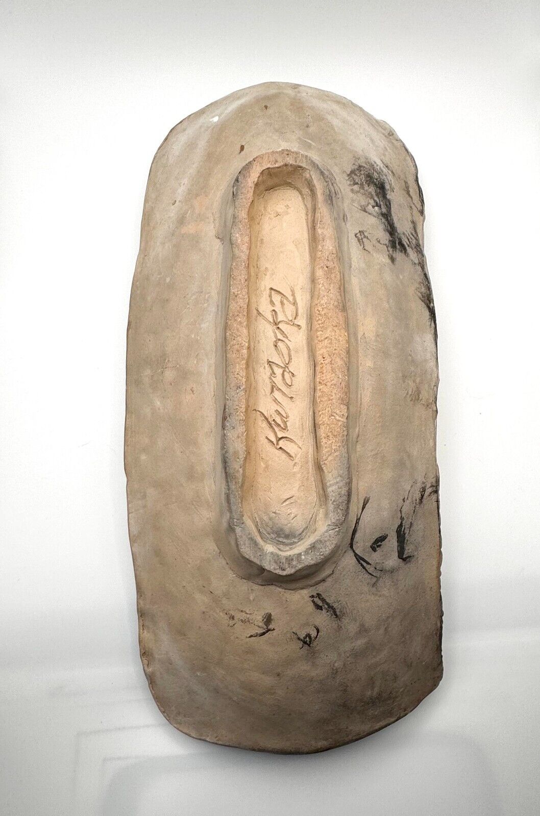 Vintage Abstract Deep Red & Green Swirled Ceramic Platter by David Kuraoka (MoM)