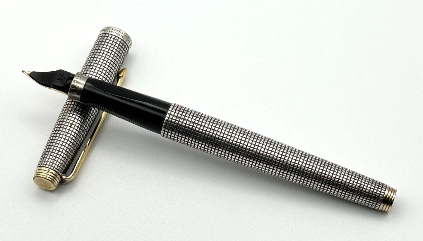 Vintage Sterling Silver Parker 75 Fountain Pen w 14K Nib Made in USA (MiM)