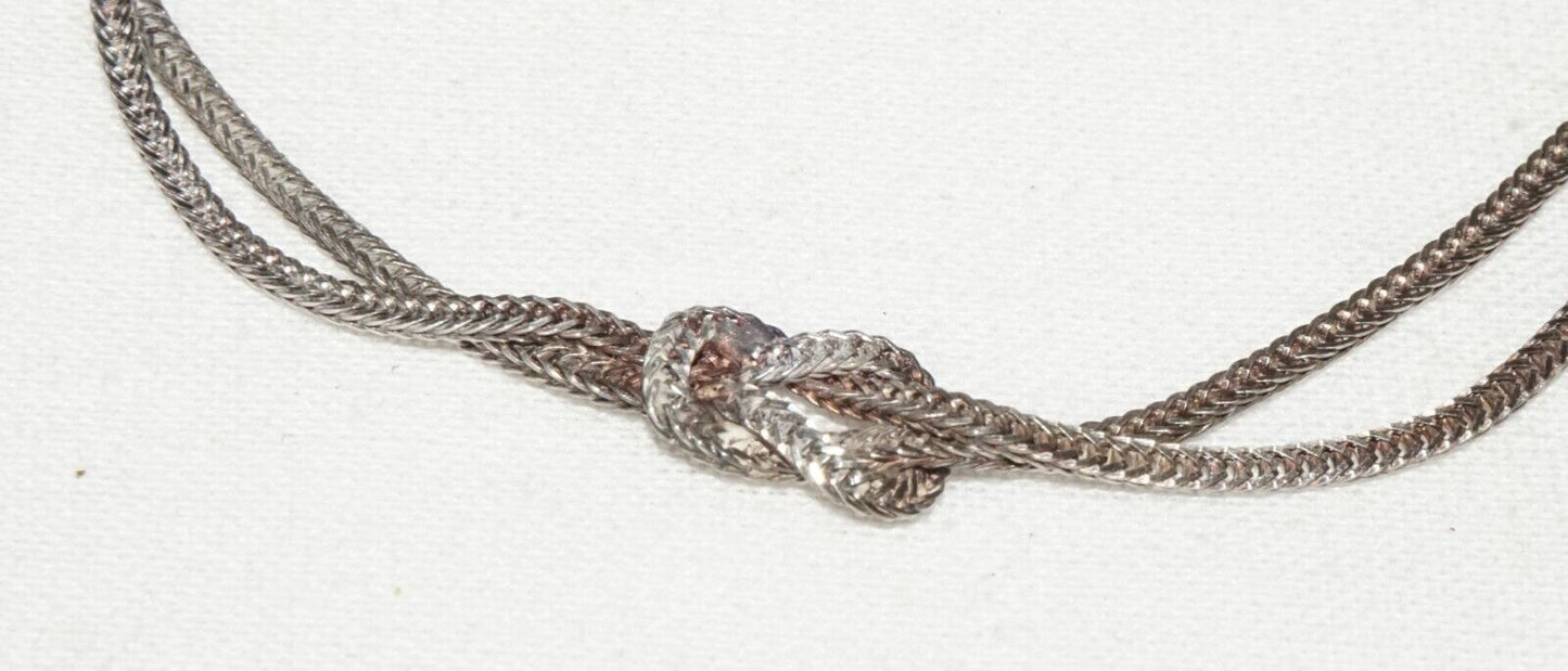 Vintage Italy Sterling Silver Double Chain & Knot Design Bracelet (PiC)