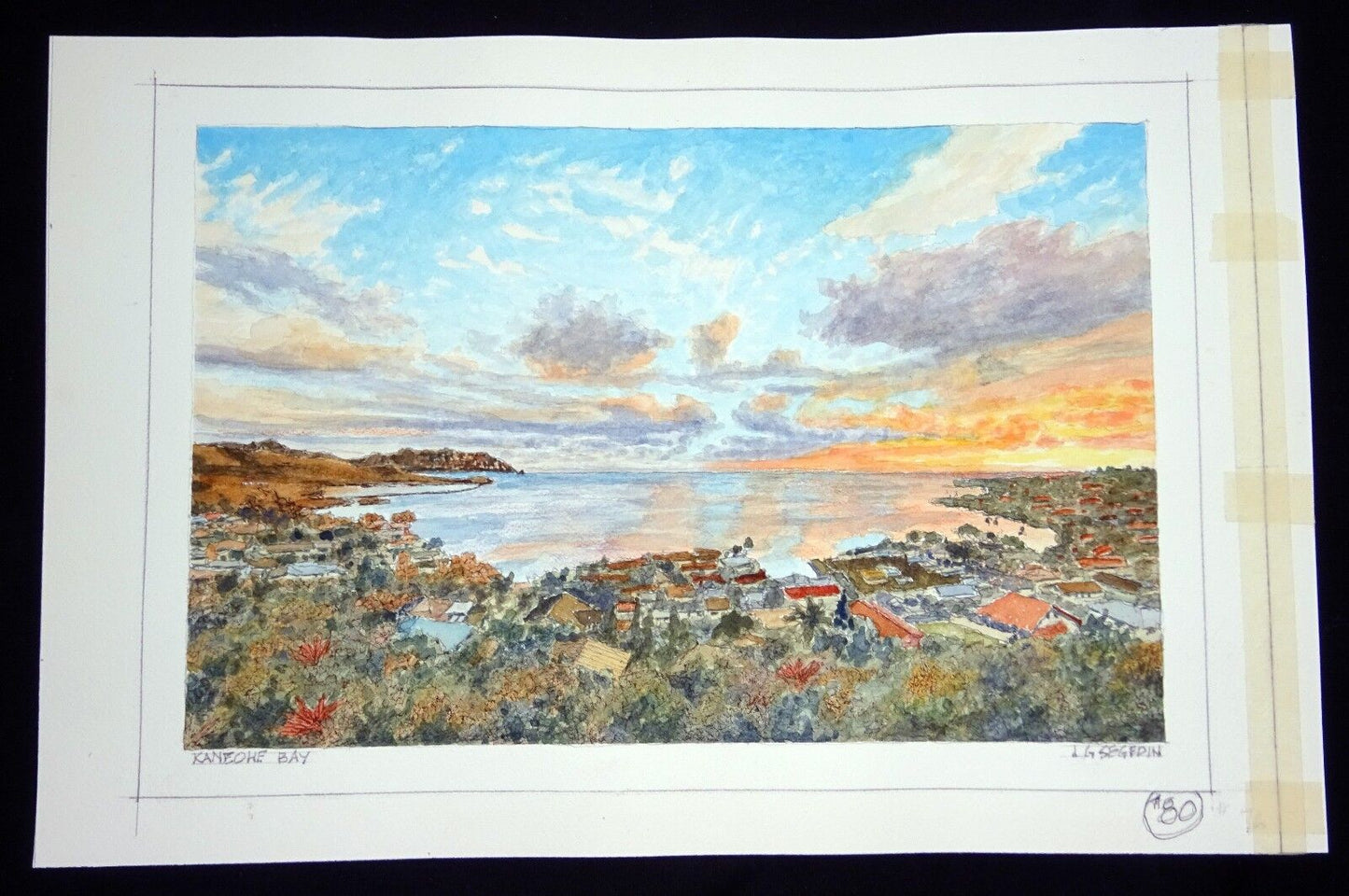 Original Hawaii Watercolor Painting "Sunrise at Kaneohe Bay" by L Segedin #80