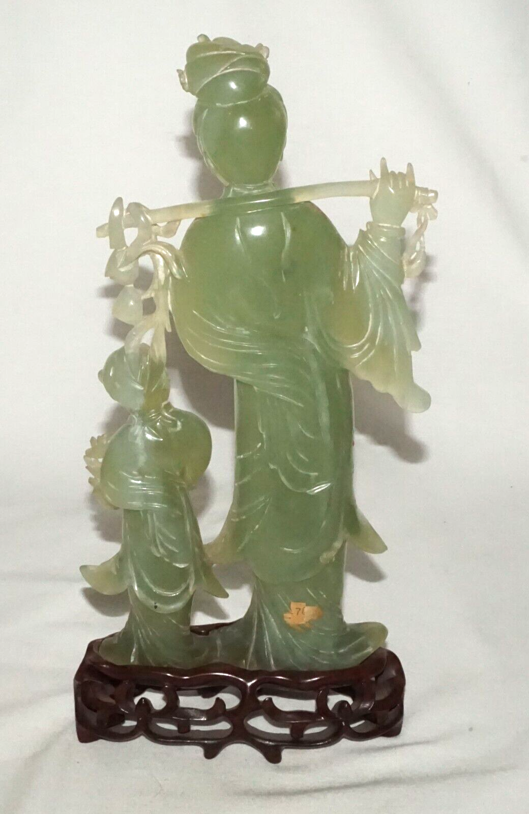 Vintage Chinese Soapstone Carved Robed Female & Male Figure Sculpture (WiR)