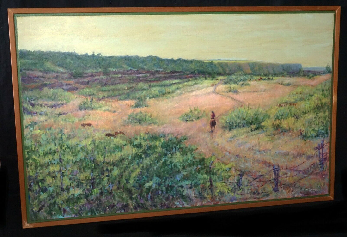 '91 Hawaii Oil Painting Lone Paniolo Ka'u Desert Trail Volcano Don Epperson (MaM