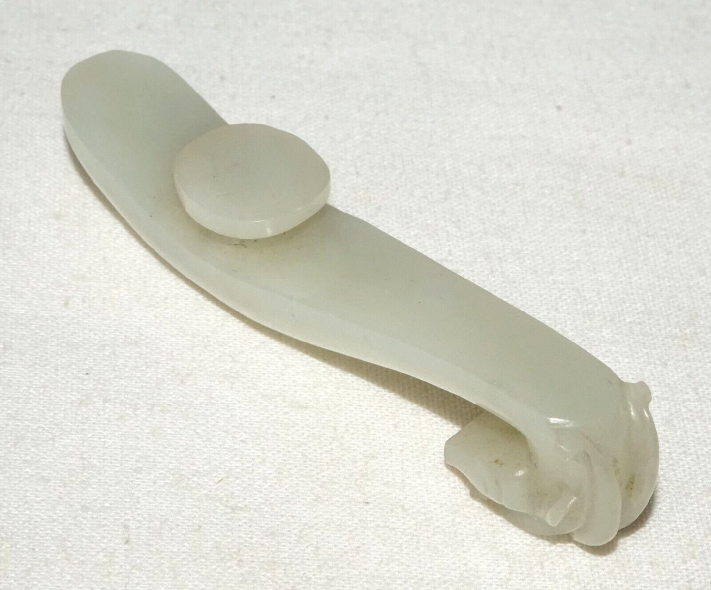 Antique Chinese Grey Green Nephrite Jade Dragon Belt Hook (UVi)#15