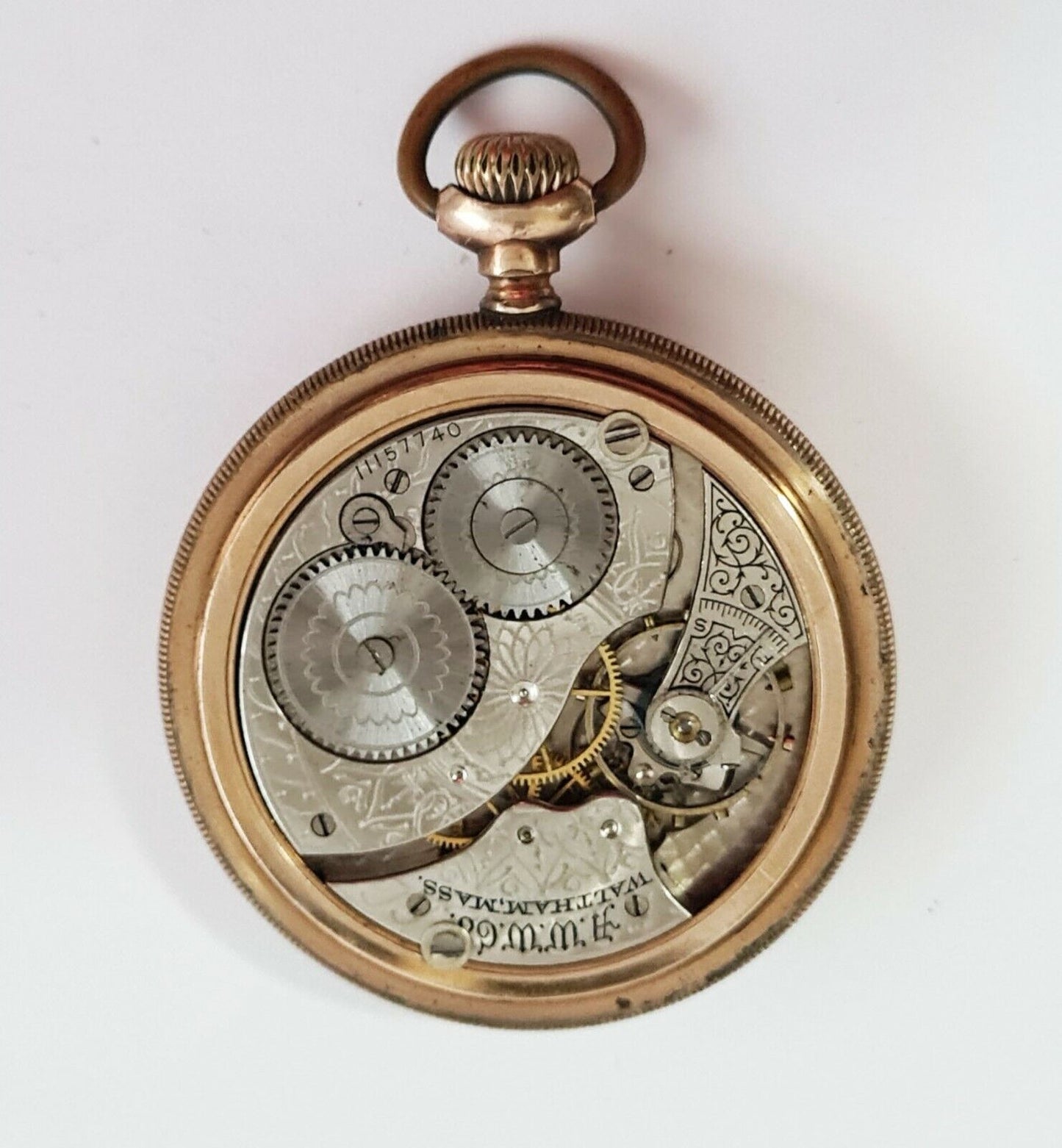 1902 US Gold Plated Open Face Mens Pocket Watch by Waltham Watch Co. (AHB)