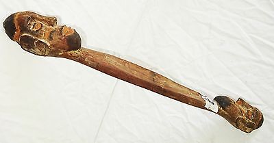 New Guinea Asmat Tribal Wooden Carved Pallet w. Ancestor Motif (Eic)