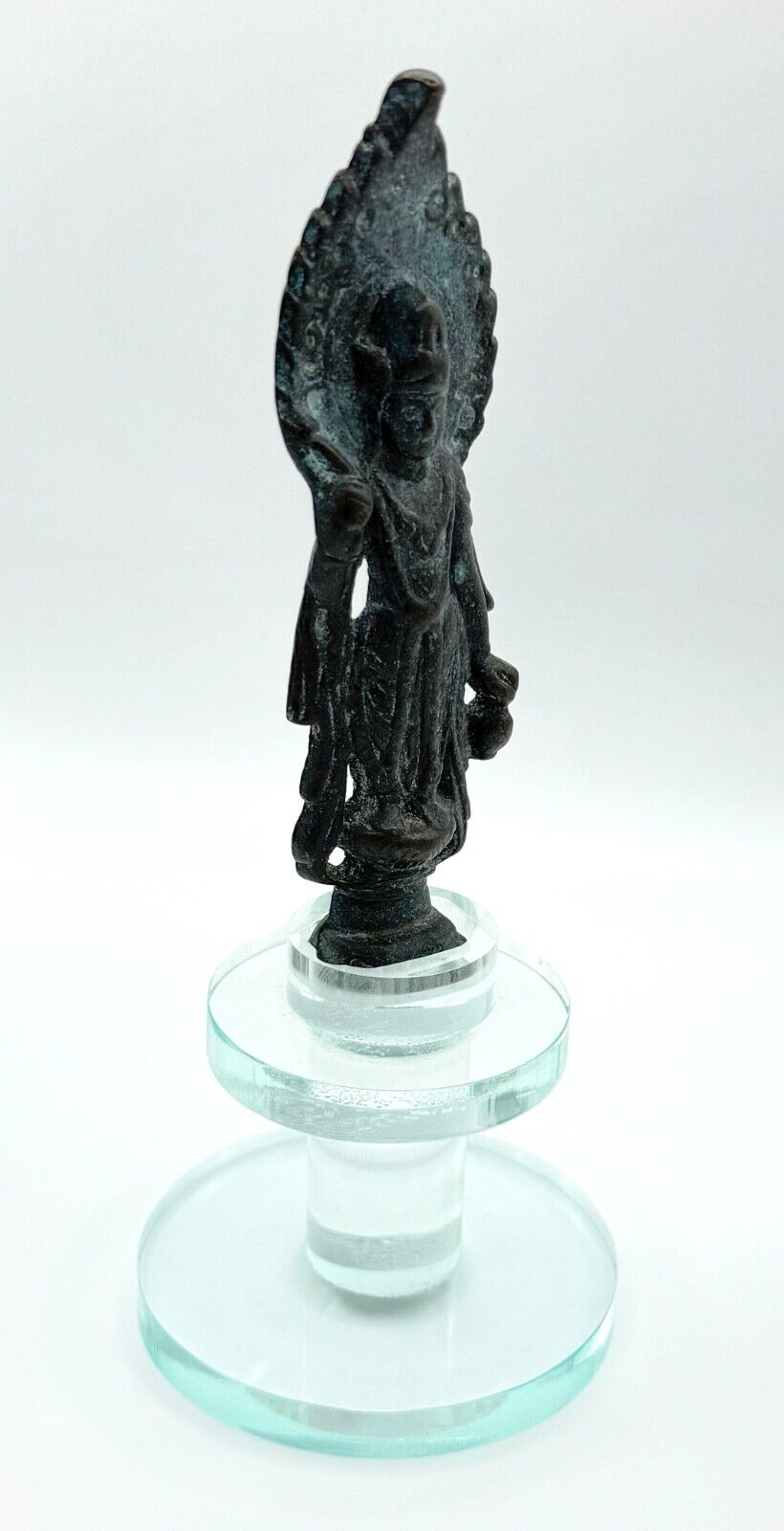 Vintage Bronze Southeast Asian Guanyin Sculpture w Flaming Mandoria (MiM)