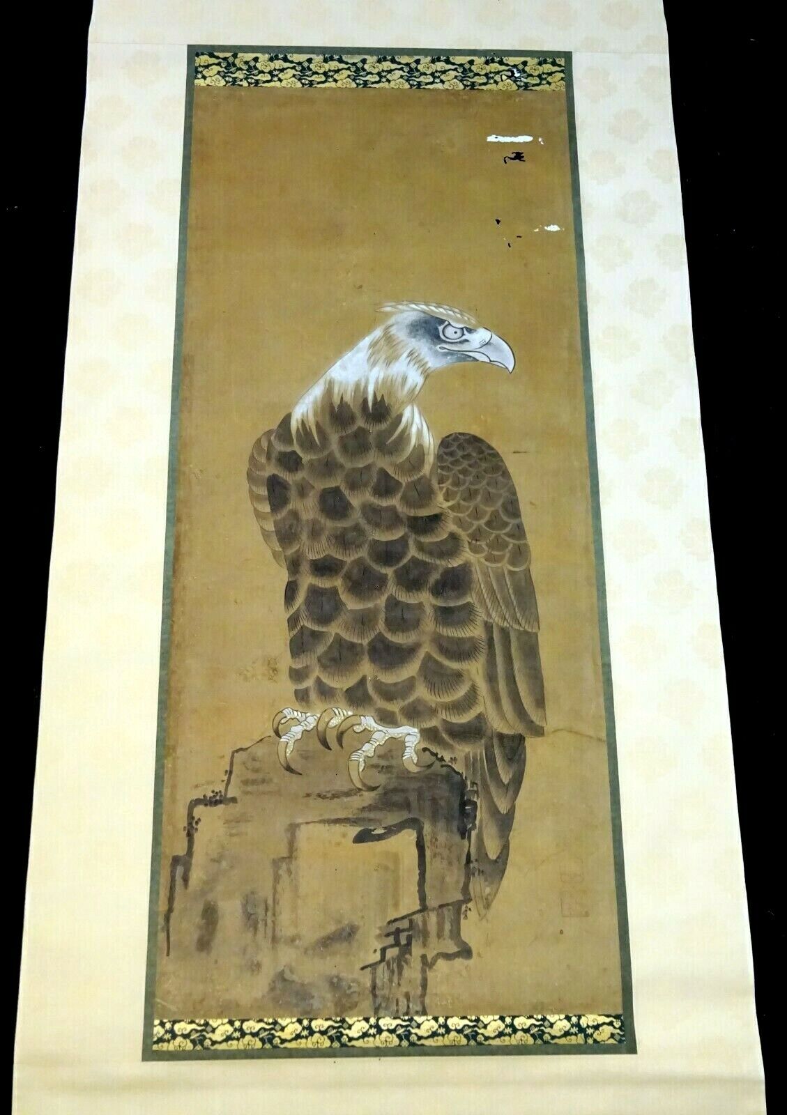 1850s Japanese Scroll Painting of a "Hawk Bird of Prey" from Samurai House (Fuj)