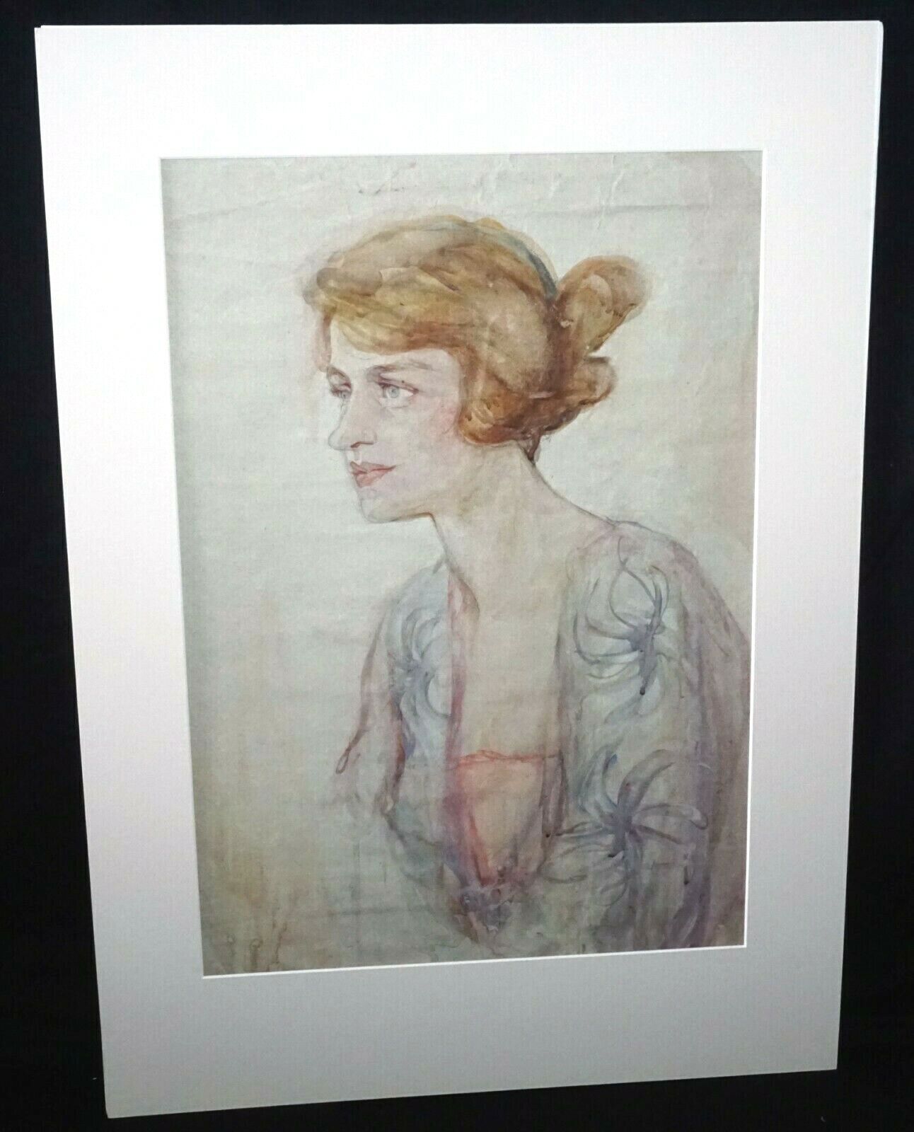 1920s Hawaii WC Painting Self Portrait by Madge Tennent (1889-1972)(DAT)#12
