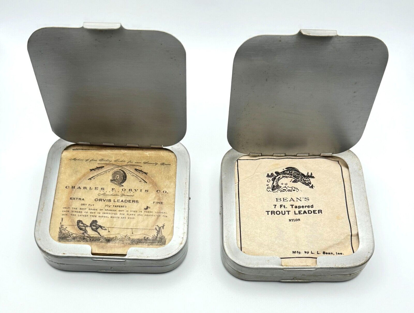 Vtg Collection 58 HandTied Fish Flies-2 Wheatley Silmalloy Metal Fly Boxes (MiM)
