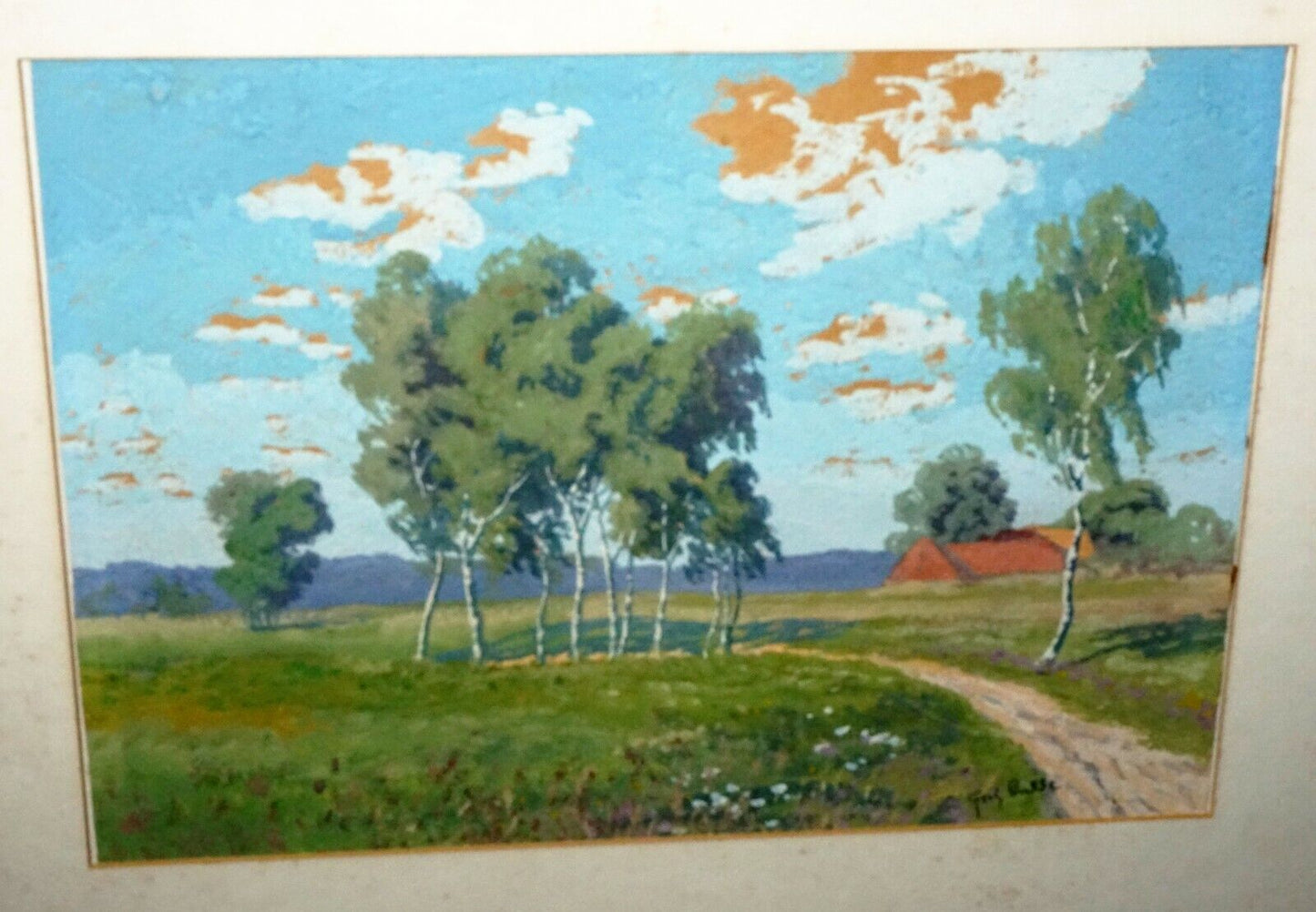 1930s German Gouache Painting "Country Road" by Franz Dudde (1889-1965)(***)