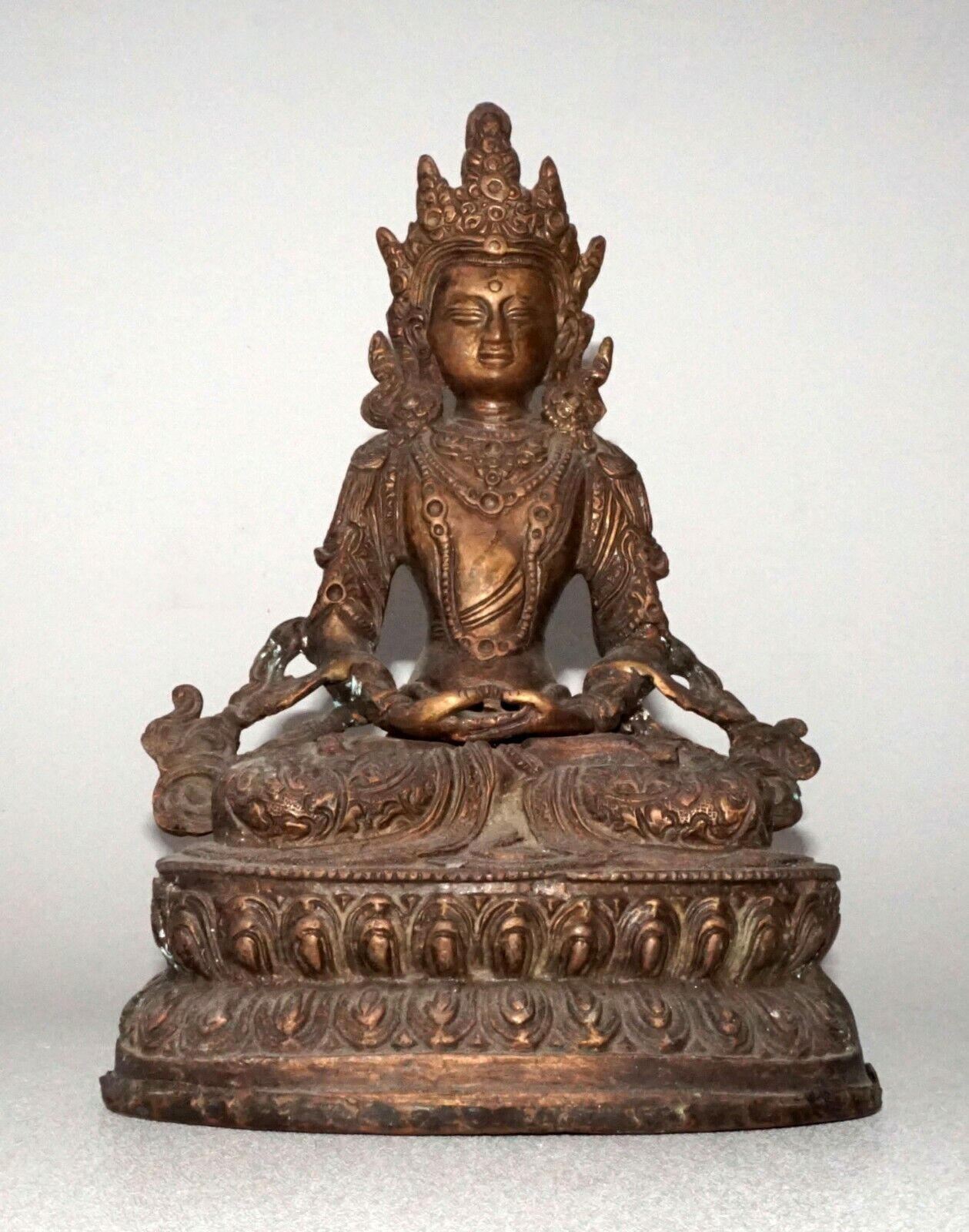 19/20C Nepalese Copper Seated Bodhisattva Buddhist Sculpture (NoN)