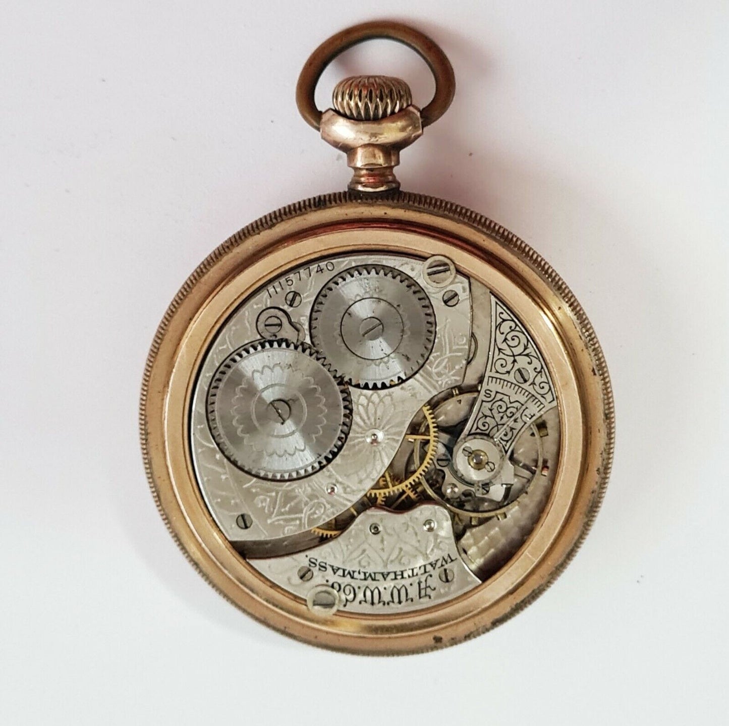 1902 US Gold Plated Open Face Mens Pocket Watch by Waltham Watch Co. (AHB)