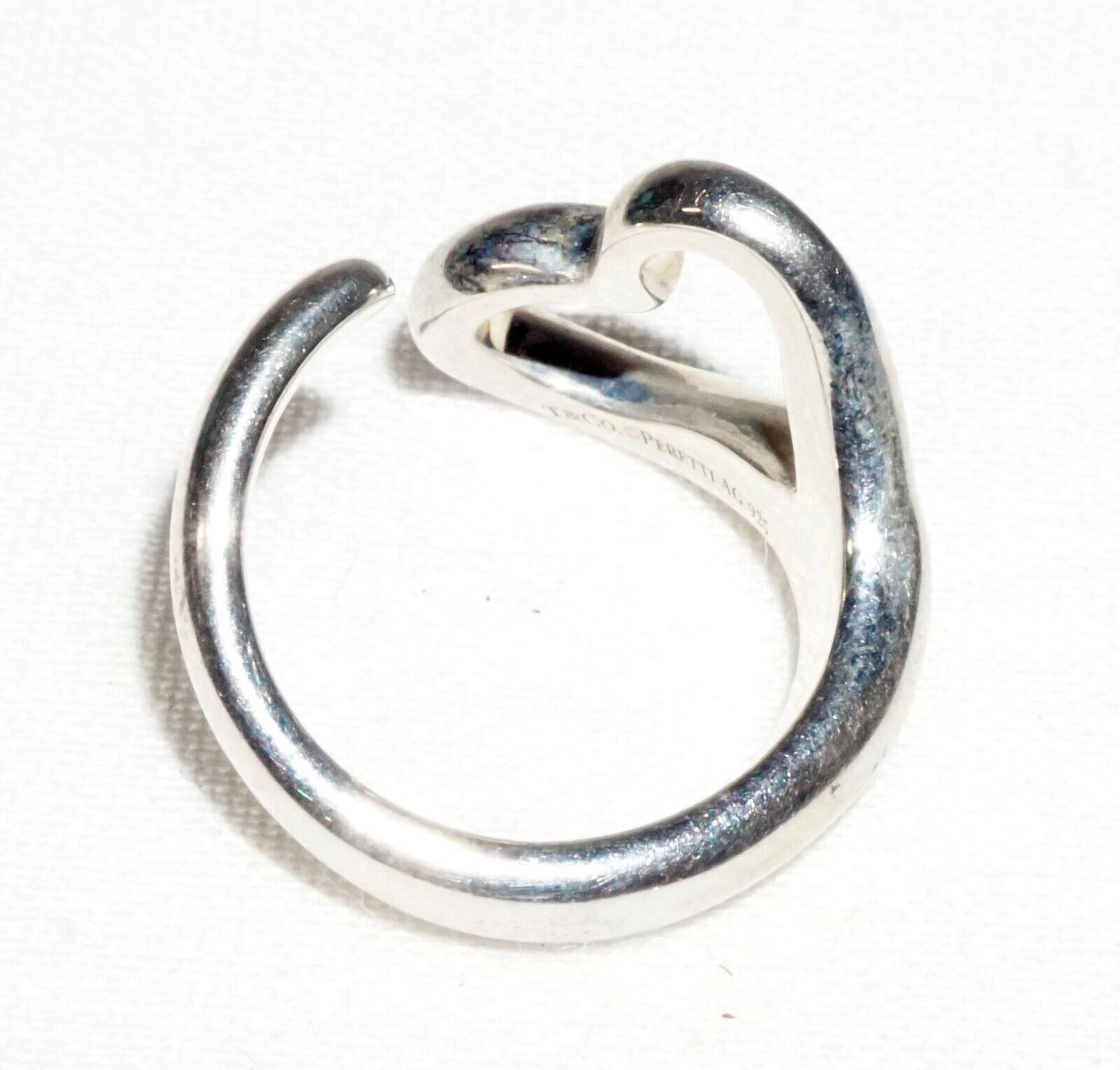 Vtg French Sterling Silver Open Heart Ring Sz.4 Elsa Peretti Tiffany & Co. (InS)