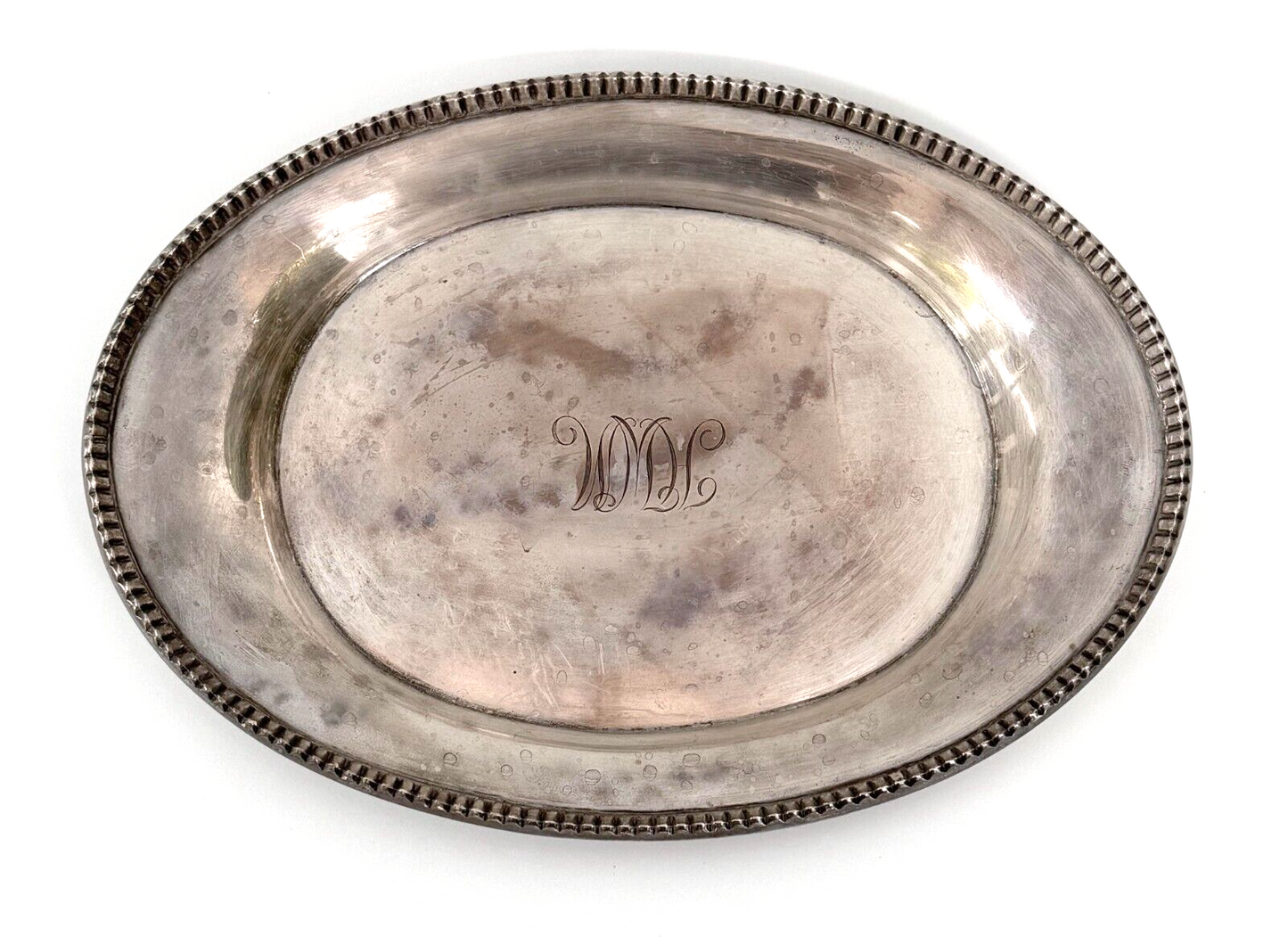 Vintage Tiffany & Co. Sterling Silver Oval Platter w Beaded Edge/ Monogram (WeP)