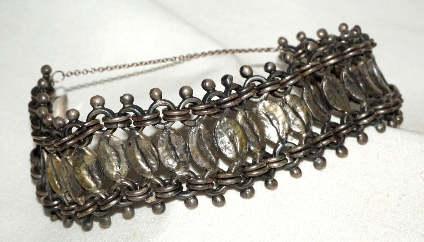 Vintage Mexican Heavy Sterling Silver Link Bracelet signed Anton Plata (LeS)L24