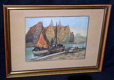 1920s German Aquatint Etching "Old Salt Depots, Lübeck" by Willy Scholz (Rud)