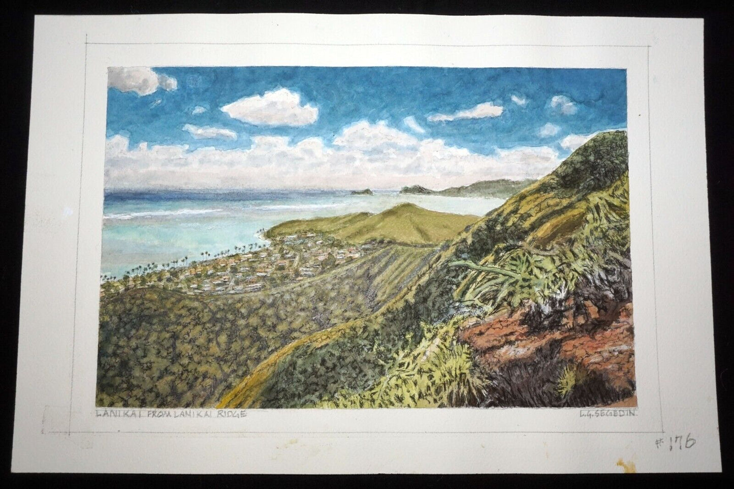 Hawaii Watercolor Painting "Lanikai from Lanikai Ridge" by Larry Segedin #176