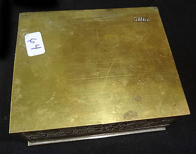 20CT CHINESE INCISED BRASS HINGED BOX w. SERPENTINE CARVED PLAQUE (Ray)