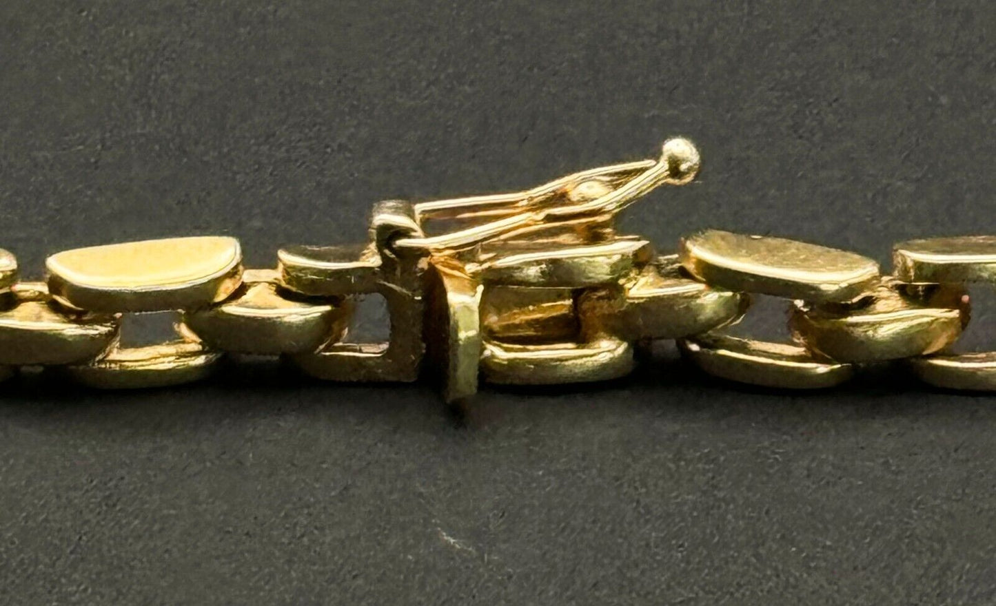 Vtg 14k Yellow Gold Link Bracelet 7.5 " w 8 Diamond Accents & Safety Clasp (MeK)
