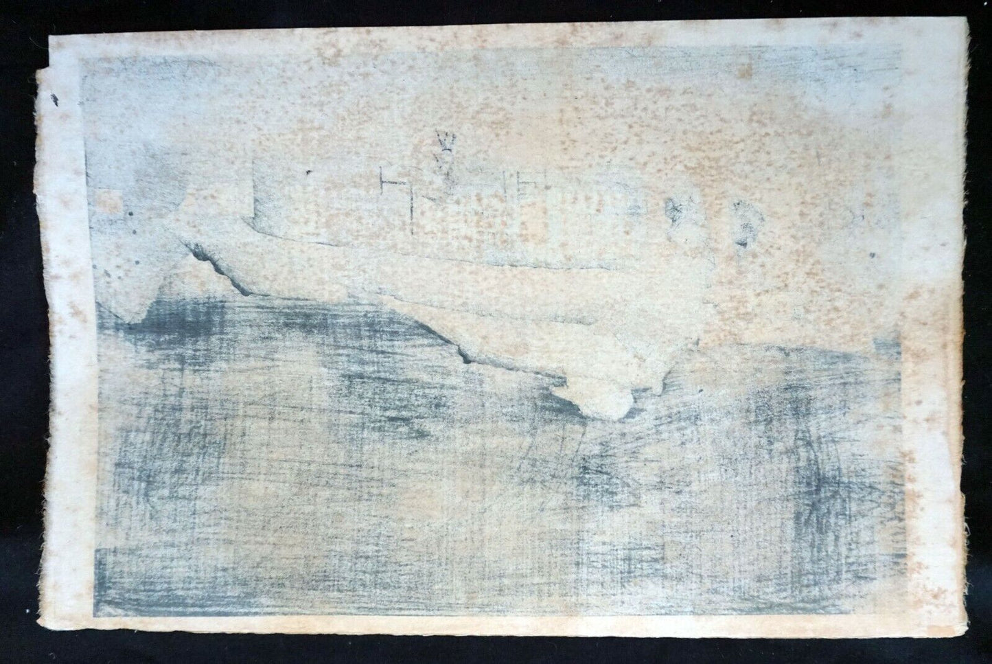 50s Japanese Woodblock Print Night Rain in Rakuhoku, Kyoto Kotozuka Eiichi (MoP)