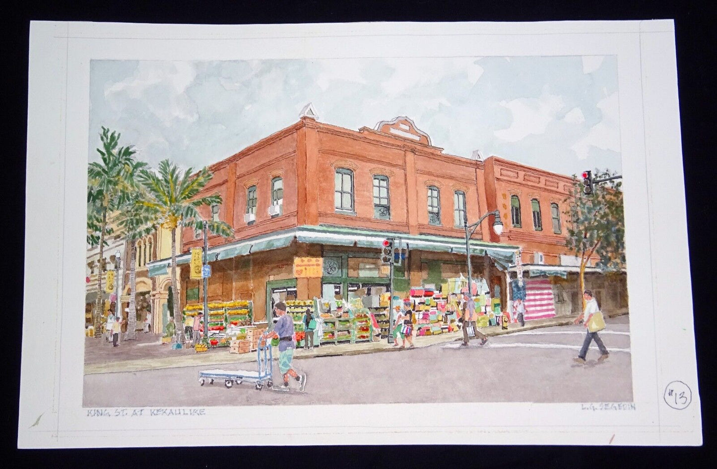 Original Hawaii Watercolor Painting "King Street @ Kekaulike" by L. Segedin #13